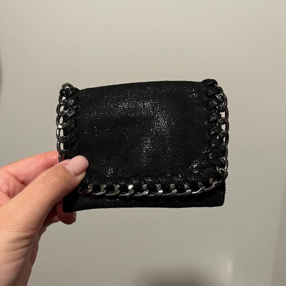 Black Chain-Trimmed Women's Card Case